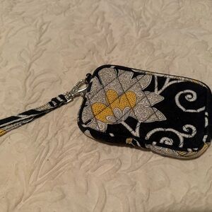 Vera Bradley Yellow/Black Floral Wristlet